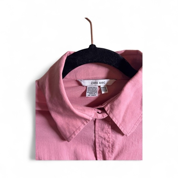 Zara Women's Pink Button Down Long Sleeve Shirt Size XL - Picture 3 of 8